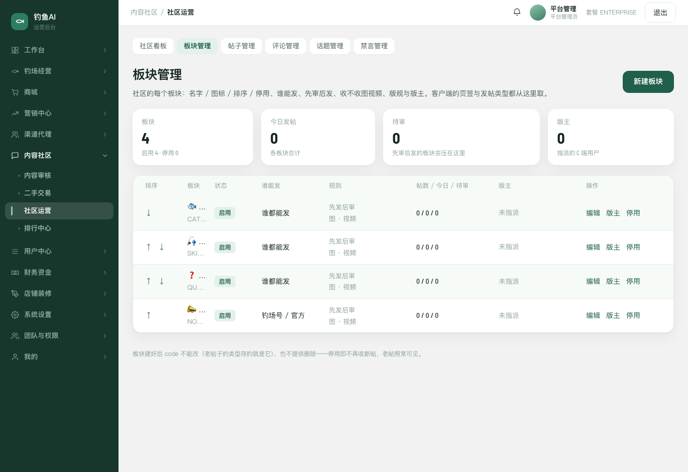 板块管理截图