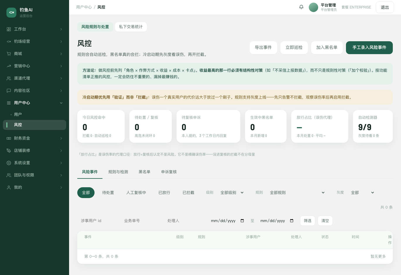 风险规则与处置截图